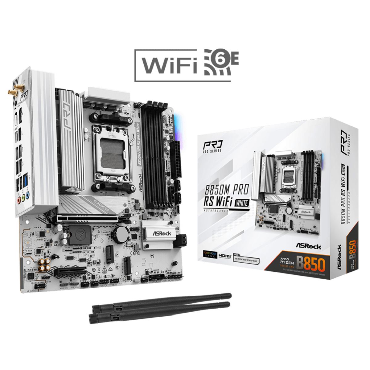 26099-0-8.jpg Motherboard Asrock B850m Pro Rs WiFi White Am5